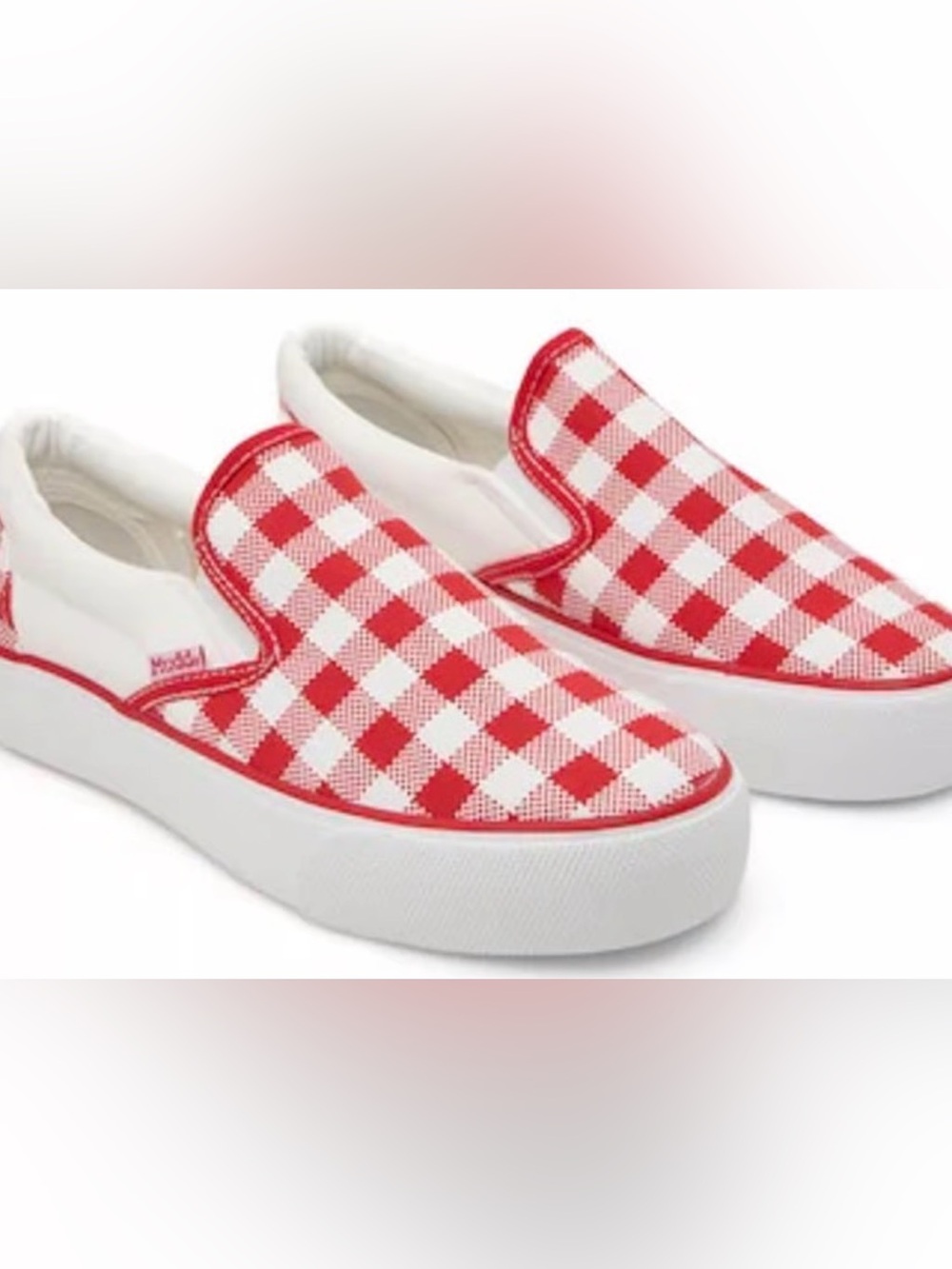 NEW Mudd Women’s Poppy Slide On Sneakers Gingham Red Sz 7.5